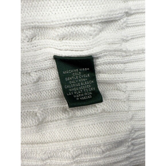 Lauren Ralph Lauren Sweater Medium Full Zip White Cable Knit Mock Neck Women - Picture 11 of 12